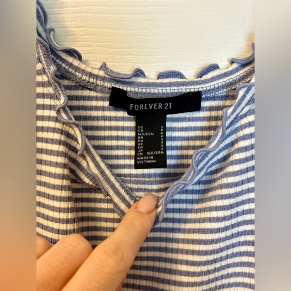 Forever 21 Lettuce Trim Striped Tank Top - Picture 4 of 6